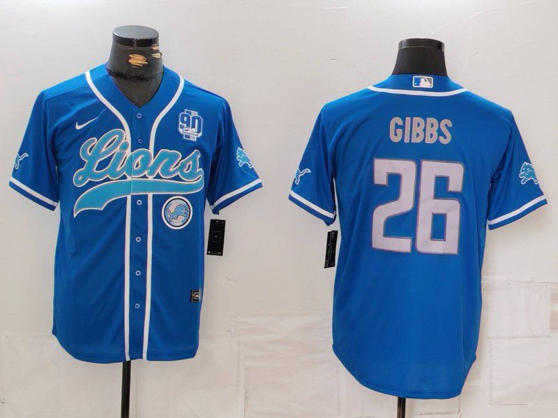 Men Detroit Lions #26 Gibbs Blue Second generation joint name 2024 Nike Limited NFL Jersey style 6